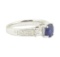 2.38 ctw Round Brilliant Blue Sapphire And Diamond Ring - 18KT White Gold