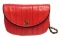 Chanel Red Lambskin Leather Stripe Round Flap Bag