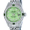 Rolex Ladies Stainless Steel Green Diamond & Emerald Datejust 26MM Wristwatch