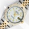 Rolex Mens 2 Tone Silver & Sapphire Diamond 36MM Datejust Oyster Perpetual Wrist
