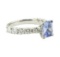 3.86 ctw Rectangular Cushion Brilliant Blue Sapphire And Diamond Ring - 14KT Whi