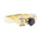 1.18 ctw Blue Sapphire and Diamond Ring - 14KT Yellow Gold
