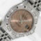 Rolex Ladies Stainless Salmon Roman Pyramid Diamond Datejust Wristwatch With Rol