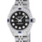 Rolex Ladies Stainless Steel Black Diamond Lugs & Sapphire Datejust 26MM