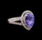 3.15 ctw Tanzanite and Diamond Ring - 14KT White Gold