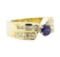 1.16 ctw Blue Sapphire And Diamond Ring - 14KT Yellow Gold