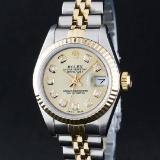 Rolex Ladies 2 Tone Champagne Diamond 26MM Oyster Perpetual Datejust Wristwatch