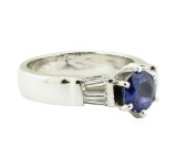 1.62 ctw Round Brilliant Blue Sapphire And Diamond Ring - Platinum