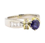 1.65 ctw Blue Sapphire And Diamond Ring - Platinum and 18KT Yellow Gold