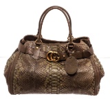 Gucci Green Python GG Running Tote Bag