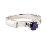 1.15 ctw Blue Sapphire And Diamond Ring - 18KT White Gold