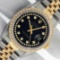 Rolex Mens 2 Tone Black String VS Diamond Oyster Perpetual Datejust Wristwatch