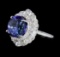 14.11 ctw Round Brilliant Tanzanite And Baguette Cut (Tapered) Diamond Ring - 18