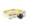 1.16 ctw Blue Sapphire and Diamond Ring - 14KT Yellow and White Gold