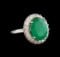 14KT White Gold 5.95 ctw Emerald and Diamond Ring