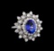 3.88 ctw Tanzanite and Diamond Ring - 14KT White Gold