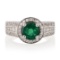 0.95 ctw Emerald and 1.13 ctw Diamond 14K White Gold Ring