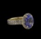 3.44 ctw Tanzanite and Diamond Ring - 14KT Yellow Gold