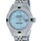 Rolex Ladies 26 Stainless Steel Sky Blue Diamond & Emerald Datejust Wristwatch