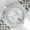 Rolex Mens Stainless Steel Mother Of Pearl Diamond Lugs Datejust Wristwatch With