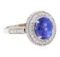 5.17 ctw Oval Mixed Blue Sapphire And Round Brilliant Cut Diamond Ring - 18KT Wh