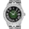 Rolex Mens Stainless Steel 3 ctw Green Vignette Roman Diamond Datejust Wristwatc