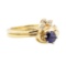 0.67 ctw Blue Sapphire and Diamond Ring - 14KT Yellow Gold