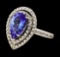 3.12 ctw Tanzanite and Diamond Ring - 14KT White Gold