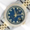Rolex Mens 2 Tone Blue String VS Diamond Datejust Wristwatch Oyster Perpetual Wi