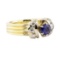 1.27 ctw Blue Sapphire And Diamond Ring - 14KT Yellow And White Gold