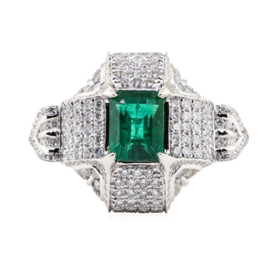 2.87 ctw Emerald and Diamond Ring - Platinum