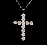 2.23 ctw Diamond Cross Pendant With Chain - 14KT White Gold