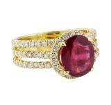5.42 ctw Ruby and Diamond Ring - 18KT Yellow Gold