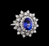 3.88 ctw Tanzanite and Diamond Ring - 14KT White Gold