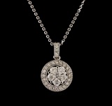 14KT White Gold 0.91 ctw Diamond Pendant With Chain