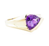 1.70 ctw Amethyst and Diamond Ring - 14KT Yellow Gold