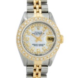 Rolex Ladies 2 Tone MOP String Diamond Oyster Perpetual Datejust Wristwatch With