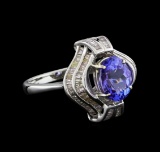 2.73 ctw Tanzanite and Diamond Ring - 18KT White Gold