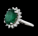 5.73 ctw Emerald and Diamond Ring - 14KT White Gold