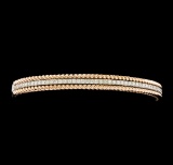 0.95 ctw Diamond Bangle Bracelet - 14KT Rose and White Gold