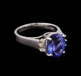 3.66 ctw Tanzanite and Diamond Ring - 14KT White Gold