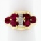 14k Gold 3.65 ctw Oval Cut Deep Red Ruby Ring w/ Round Single Cut Diamond Accent