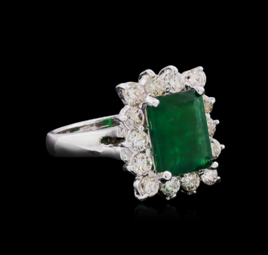 14KT White Gold 2.61 ctw Emerald and Diamond Ring