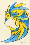 Jane SEYMOUR: Abstract Fantasy XXV. (Teal and Yellow Bird)