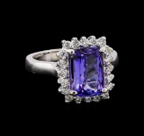 3.25 ctw Tanzanite and Diamond Ring - 14KT White Gold