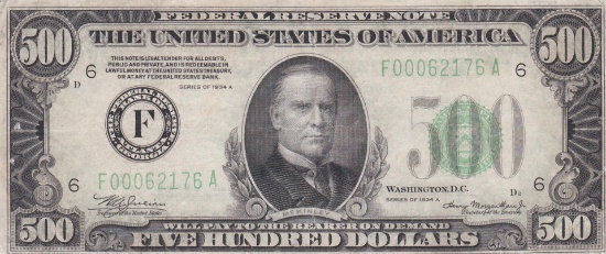1934A $500 Federal Reserve Note