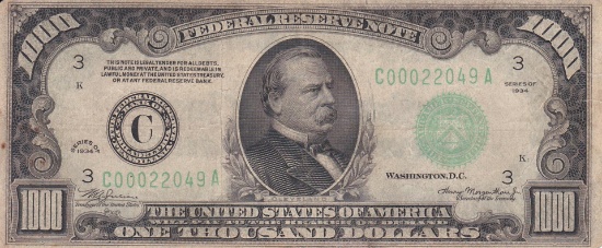 1934 $1000 Federal Reserve Note