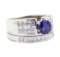 2.64 ctw Sapphire And Diamond Ring And Attached Band - 18KT White Gold