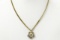 Chanel Gold-tone Metal CC Rhinestone Flower Pendant Necklace