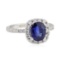 1.98 ctw Sapphire and Diamond Ring - 14KT White Gold